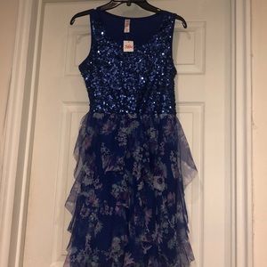 kids floral/sequence print dress